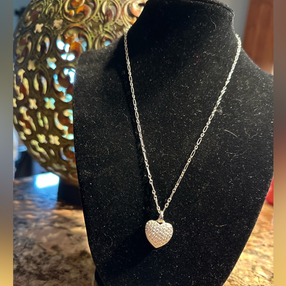 Sterling Jacmel JCM reversible heart CZ necklace